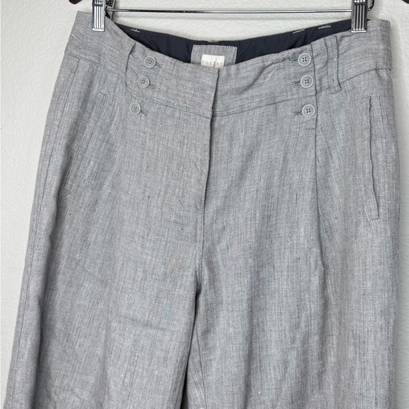 Poetry Wide-Leg Linen Blend Wide Leg Trousers US 10‎ High Rise Front Zip Career - Picture 2 of 8